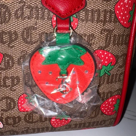 Juicy Couture Strawberry Satchel Freshly Picked Chestnut Brown Red - Picture 4 of 9